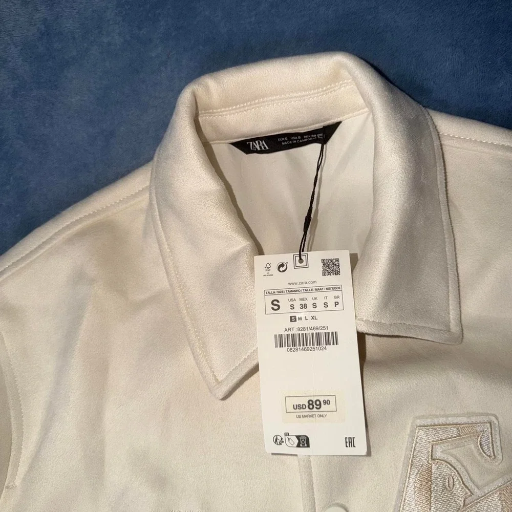Zara cream varsity jacket